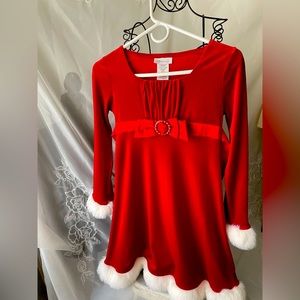 FESTIVE..”BONNIE JEAN” GIRLS’ SZ.12 RED/FAUX WHITE CHRISTMAS DRESS